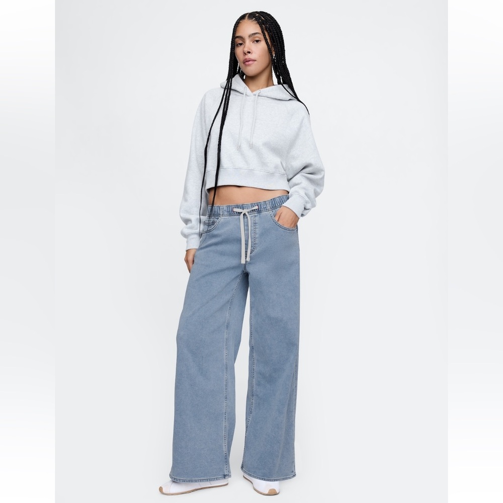 Mid Rise Easy Tie Waist Wide-Leg Jeans